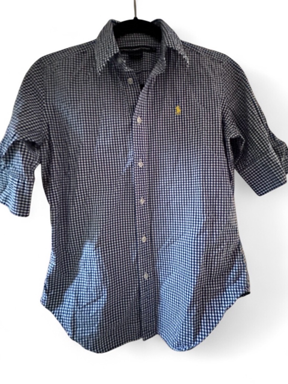 Ralph Lauren Navy and White Gingham Button-Down Shirt